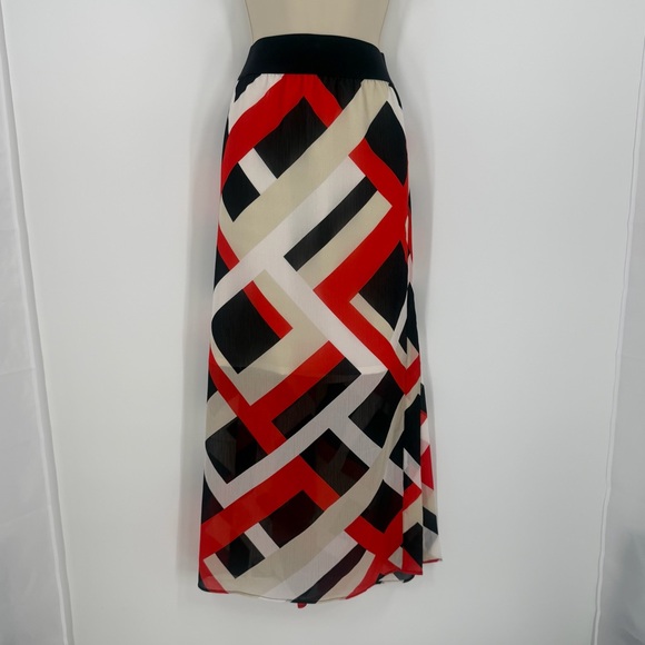 NWT Ann Taylor Multicolor Geometric Maxi Skirt sz LP Modern Chic Abstract Artsy - Picture 3 of 11